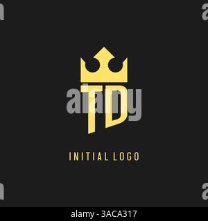 Monogram TD logo shield crown shape, elegant and luxury initial logo style vector graphic Stock Vector