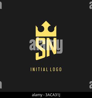 Monogram SN logo shield crown shape, elegant and luxury initial logo style vector graphic Stock Vector
