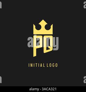 Monogram PQ logo shield crown shape, elegant and luxury initial logo style vector graphic Stock Vector
