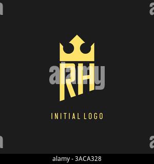 Monogram RH logo shield crown shape, elegant and luxury initial logo style vector graphic Stock Vector