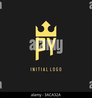 Monogram PY logo shield crown shape, elegant and luxury initial logo style vector graphic Stock Vector