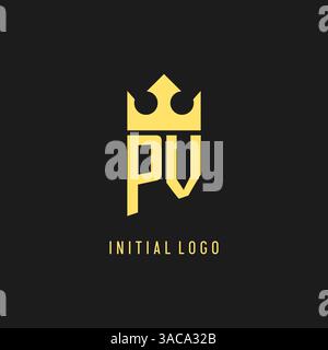 Monogram PV logo shield crown shape, elegant and luxury initial logo style vector graphic Stock Vector