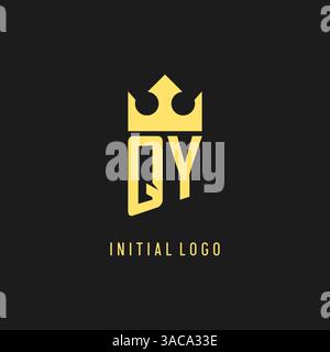 Monogram QY logo shield crown shape, elegant and luxury initial logo style vector graphic Stock Vector