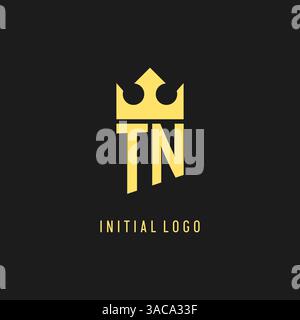 Monogram TN logo shield crown shape, elegant and luxury initial logo style vector graphic Stock Vector
