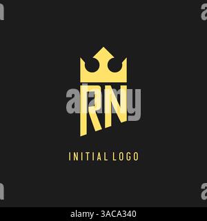 Monogram RN logo shield crown shape, elegant and luxury initial logo style vector graphic Stock Vector