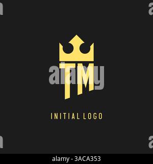 Monogram TM logo shield crown shape, elegant and luxury initial logo style vector graphic Stock Vector