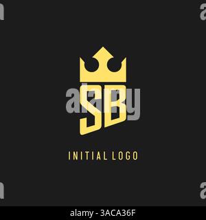 Monogram SB logo shield crown shape, elegant and luxury initial logo style vector graphic Stock Vector