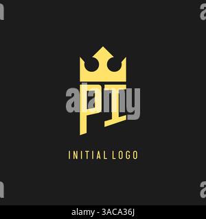 Monogram PI logo shield crown shape, elegant and luxury initial logo style vector graphic Stock Vector