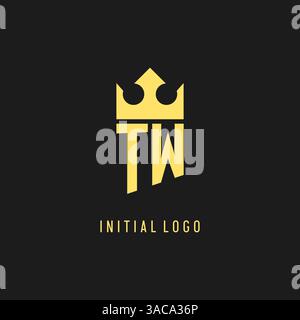 Monogram TW logo shield crown shape, elegant and luxury initial logo style vector graphic Stock Vector