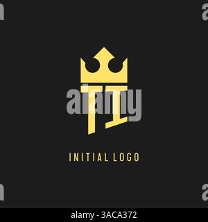 Monogram TI logo shield crown shape, elegant and luxury initial logo style vector graphic Stock Vector
