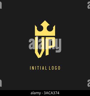 Monogram VP logo shield crown shape, elegant and luxury initial logo style vector graphic Stock Vector