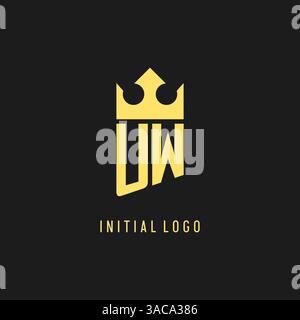 Monogram UW logo shield crown shape, elegant and luxury initial logo style vector graphic Stock Vector