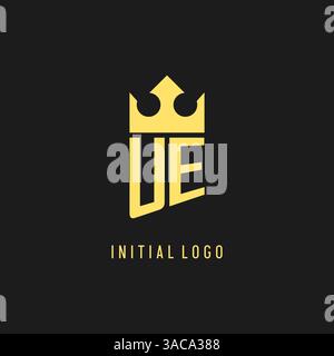 Monogram UE logo shield crown shape, elegant and luxury initial logo style vector graphic Stock Vector