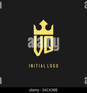 Monogram VQ logo shield crown shape, elegant and luxury initial logo style vector graphic Stock Vector