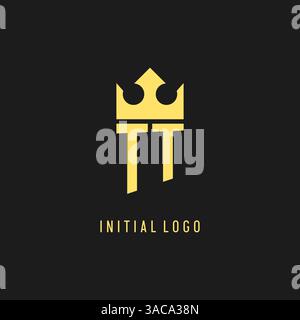 Monogram TT logo shield crown shape, elegant and luxury initial logo style vector graphic Stock Vector