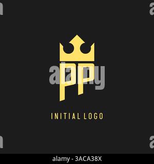 Monogram PP logo shield crown shape, elegant and luxury initial logo style vector graphic Stock Vector