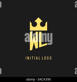 Monogram WL logo shield crown shape, elegant and luxury initial logo style vector graphic Stock Vector