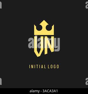 Monogram VN logo shield crown shape, elegant and luxury initial logo style vector graphic Stock Vector