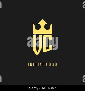Monogram VC logo shield crown shape, elegant and luxury initial logo style vector graphic Stock Vector