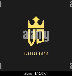 Monogram VJ logo shield crown shape, elegant and luxury initial logo style vector graphic Stock Vector