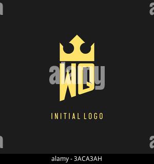 Monogram WQ logo shield crown shape, elegant and luxury initial logo style vector graphic Stock Vector