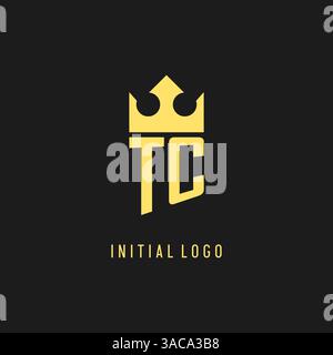 Monogram TC logo shield crown shape, elegant and luxury initial logo style vector graphic Stock Vector