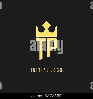 Monogram TP logo shield crown shape, elegant and luxury initial logo style vector graphic Stock Vector