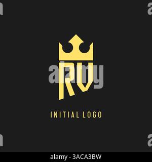 Monogram RV logo shield crown shape, elegant and luxury initial logo style vector graphic Stock Vector