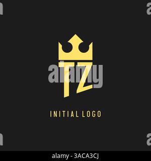 Monogram TZ logo shield crown shape, elegant and luxury initial logo style vector graphic Stock Vector