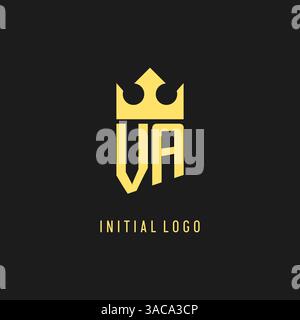 Monogram VA logo shield crown shape, elegant and luxury initial logo style vector graphic Stock Vector