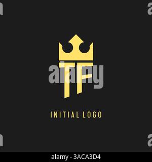 Monogram TF logo shield crown shape, elegant and luxury initial logo style vector graphic Stock Vector