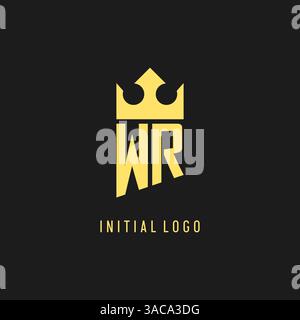 Monogram WR logo shield crown shape, elegant and luxury initial logo style vector graphic Stock Vector