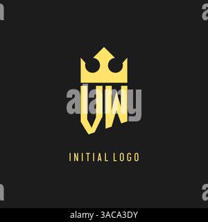 Monogram VW logo shield crown shape, elegant and luxury initial logo style vector graphic Stock Vector