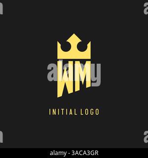 Monogram WM logo shield crown shape, elegant and luxury initial logo style vector graphic Stock Vector