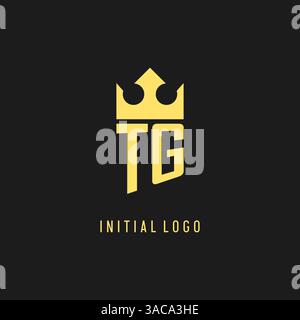 Monogram TG logo shield crown shape, elegant and luxury initial logo style vector graphic Stock Vector