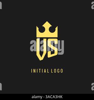 Monogram VS logo shield crown shape, elegant and luxury initial logo style vector graphic Stock Vector