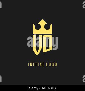 Monogram VO logo shield crown shape, elegant and luxury initial logo style vector graphic Stock Vector
