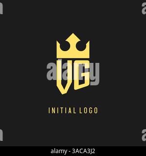 Monogram VG logo shield crown shape, elegant and luxury initial logo style vector graphic Stock Vector