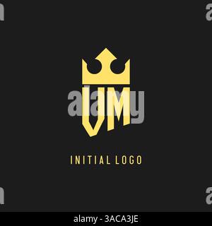 Monogram VM logo shield crown shape, elegant and luxury initial logo style vector graphic Stock Vector