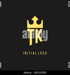 Monogram TK logo shield crown shape, elegant and luxury initial logo style vector graphic Stock Vector