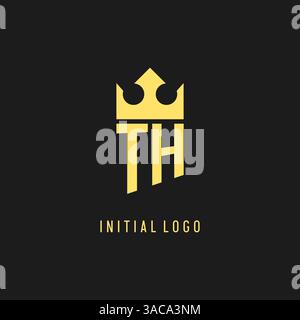 Monogram TH logo shield crown shape, elegant and luxury initial logo style vector graphic Stock Vector