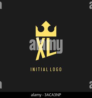 Monogram XL logo shield crown shape, elegant and luxury initial logo style vector graphic Stock Vector