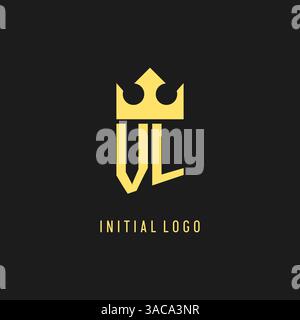 Monogram VL logo shield crown shape, elegant and luxury initial logo style vector graphic Stock Vector