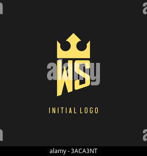 Monogram WS logo shield crown shape, elegant and luxury initial logo style vector graphic Stock Vector