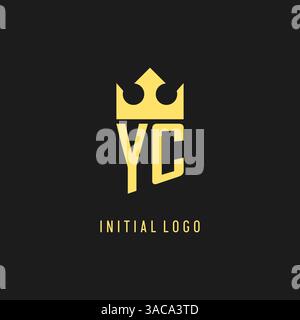 Monogram YC logo shield crown shape, elegant and luxury initial logo style vector graphic Stock Vector