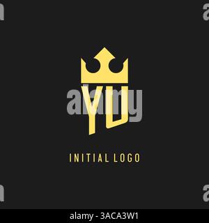 Monogram YU logo shield crown shape, elegant and luxury initial logo style vector graphic Stock Vector