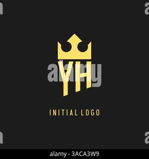 Monogram YH logo shield crown shape, elegant and luxury initial logo style vector graphic Stock Vector