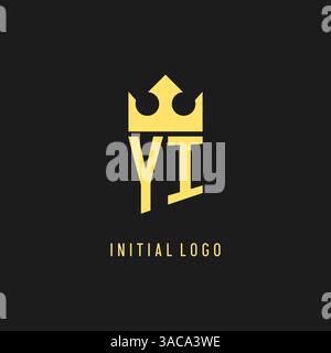Monogram YI logo shield crown shape, elegant and luxury initial logo style vector graphic Stock Vector