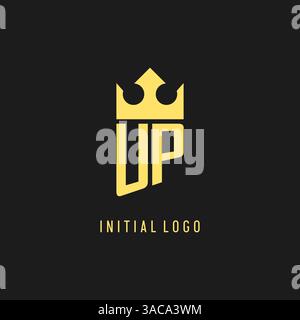 Monogram UP logo shield crown shape, elegant and luxury initial logo style vector graphic Stock Vector