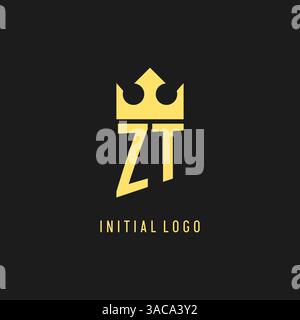 Monogram ZT logo shield crown shape, elegant and luxury initial logo style vector graphic Stock Vector